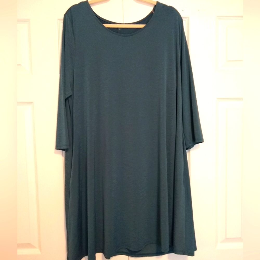 Carson Blue Swing Tunic Dress with Pockets 2X